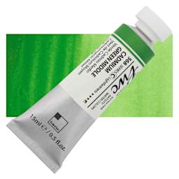 PWC Extra Fine Professional Watercolor - Cadmium Green Middle, 15 ml, Tube and swatch