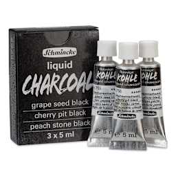 Schmincke Liquid Charcoal - Set of 3, 5 ml tubes with packaging