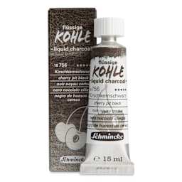 Schmincke Liquid Charcoal - Cherry Pit Black, 15 ml Tube with packaging