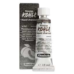 Schmincke Liquid Charcoal - Peach Stone Black, 15 ml Tube with packaging