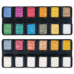 Finetec Premium Pearlescent Watercolor Pans Set - Four Elements, Set of 24