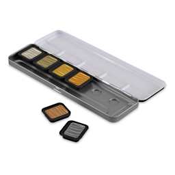 Finetec Premium Watercolor Pans Set - Pearlescent Antique Tones, Set of 6 (Paint pan set with two pans popped out)