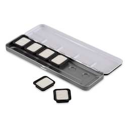 Finetec Premium Watercolor Pans Set - Iridescent High Sparkle, Set of 6 (Paint pan set with two pans popped out)