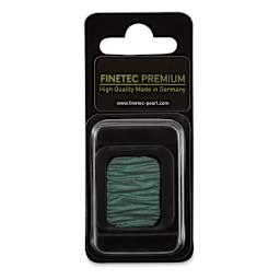 Finetec Premium Watercolor Pan - High Chroma Green (Pearlescent), In packaging.