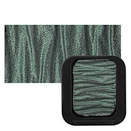 Finetec Premium Watercolor Pan - High Chroma Green (Pearlescent) pan and swatch