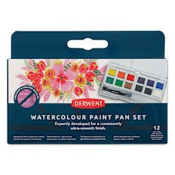 Derwent Watercolor Half Pan Paint - Set of 12, Assorted front of package