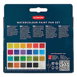 Derwent Watercolor Half Pan Paint - Set of 24, Assorted back of package