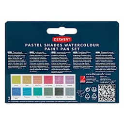 Derwent Watercolor Half Pan Paint - Set of 12, Pastels back of package