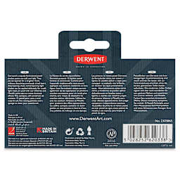 Derwent Watercolor Half Pan Paint - Set of 12 with sponge, Pastels Back of packaging