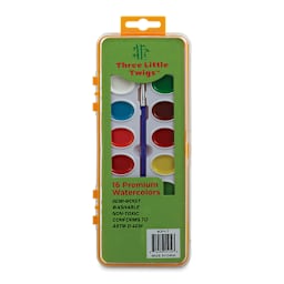 Three Little Twigs Premium Watercolor Pan Set - Set of 16, Assorted Colors (Lid closed)