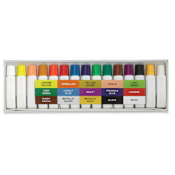 Niji Premier Watercolors - Top view of Set of 15 Tubes shown in open storage box