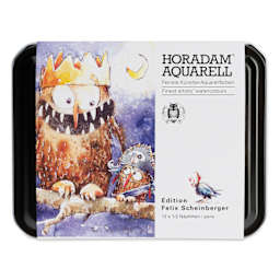 Outside packaging of the Schmincke Horadam Aquarell Watercolor Pans - Set of 12, Felix Scheinberger Colors.
