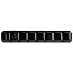 Front of metal tin for the Schmincke Horadam Aquarell Watercolor Pans - Set of 12, Hazel Soan Colors, Half Pans
