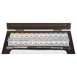 Schmincke Horadam Aquarell Watercolor Pans - Assorted Colors, Set of 24 close-up of colors