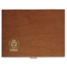 Schmincke Horadam Aquarell Watercolor Pans - Super Granulation Colors, Set of 50, Wood Case, top of closed case