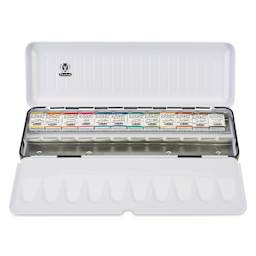 Schmincke Horadam Aquarell Artist Watercolor - Set of 12, Assorted, Half Pans, Special Black Metal Box