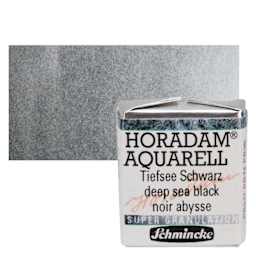 Schmincke Horadam Aquarell Watercolor - Deep Sea Black, Supergranulation, Half Pan and swatch