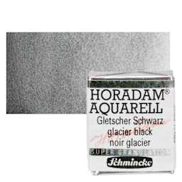 Schmincke Horadam Aquarell Artist Watercolor - Glacier Black, Supergranulation, Half Pan and swatch