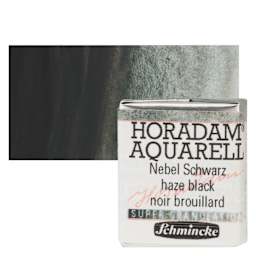 Schmincke Horadam Aquarell Watercolor - Haze Black, Half Pan and swatch