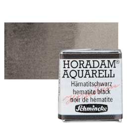 Schmincke Horadam Aquarell Watercolor - Hematite Black, Half Pan and swatch