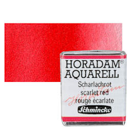 Schmincke Horadam Aquarell Watercolor - Scarlet Red, Half Pan and swatch