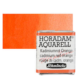 Schmincke Horadam Aquarell Watercolor - Cadmium Red Orange, Half Pan and swatch