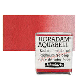 Schmincke Horadam Aquarell Watercolor - Cadmium Red Deep, Half Pan and swatch