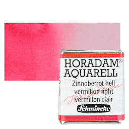 Schmincke Horadam Aquarell Watercolor - Vermilion Light, Half Pan and swatch