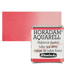 Schmincke Horadam Aquarell Watercolor - Ruby Red Deep, Half Pan and swatch