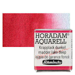 Schmincke Horadam Aquarell Watercolor - Madder Lake Deep, Half Pan and swatch
