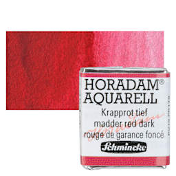 Schmincke Horadam Aquarell Artist Watercolor - Madder Red Dark, Half Pan and swatch