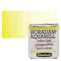 Schmincke Horadam Aquarell Artist Watercolor - Volcano Yellow, Supergranulation, Half Pan and swatch