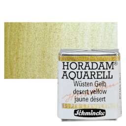 Schmincke Horadam Aquarell Artist Watercolor - Desert Yellow, Supergranulation, Half Pan and swatch