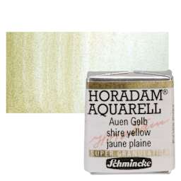 Schmincke Horadam Aquarell Artist Watercolor - Shire Yellow, Supergranulation, Half Pan and swatch