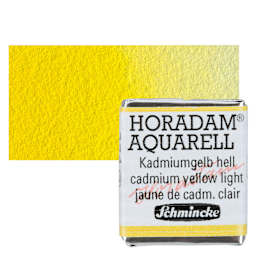 Schmincke Horadam Aquarell Artist Watercolor - Cadmium Yellow Light, Half Pan and swatch