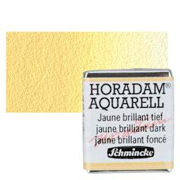 Schmincke Horadam Aquarell Watercolor - Jaune Brilliant Dark, Half Pan and swatch