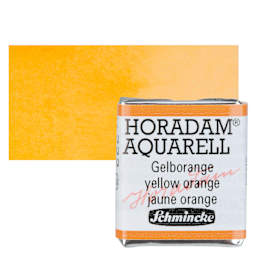 Schmincke Horadam Aquarell Watercolor - Yellow Orange, Half Pan and swatch