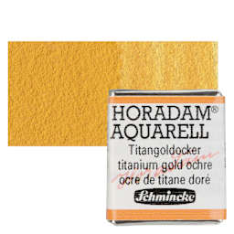 Schmincke Horadam Aquarell Watercolor - Titanium Gold Ochre, Half Pan and swatch