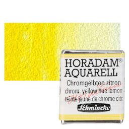 Schmincke Horadam Aquarell Watercolor - Chromium Yellow Hue Lemon, Half Pan and swatch