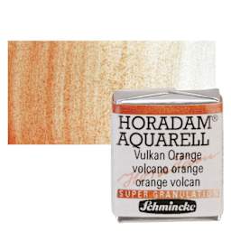 Schmincke Horadam Aquarell Artist Watercolor - Volcano Orange, Supergranulation, Half Pan and swatch
