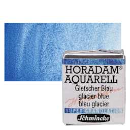 Schmincke Horadam Aquarell Artist Watercolor - Glacier Blue, Supergranulation, Half Pan and swatch