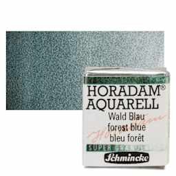 Schmincke Horadam Aquarell Artist Watercolor - Forest Blue, Supergranulation, Half Pan and swatch