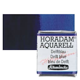 Schmincke Horadam Aquarell Watercolor - Delft Blue, Half Pan and swatch