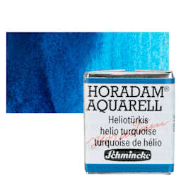Schmincke Horadam Aquarell Artist Watercolor - Helio Turquoise, Half Pan and swatch