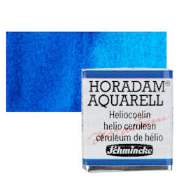 Schmincke Horadam Aquarell Artist Watercolor - Helio Cerulean, Half Pan and swatch