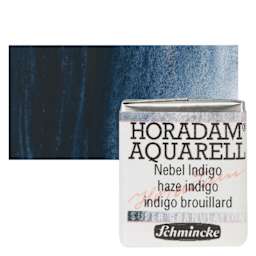Schmincke Horadam Aquarell Watercolor - Haze Indigo, Half Pan and swatch
