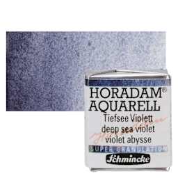 Schmincke Horadam Aquarell Artist Watercolor - Deep Sea Violet, Supergranulation, Half Pan and swatch