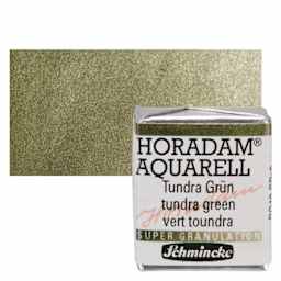 Schmincke Horadam Aquarell Artist Watercolor - Tundra Green, Supergranulation, Half Pan and swatch
