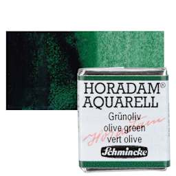 Schmincke Horadam Aquarell Watercolor - Olive Green, Half Pan and swatch