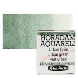 Schmincke Horadam Aquarell Watercolor - Urban Green, Supergranulation, Half Pan and swatch